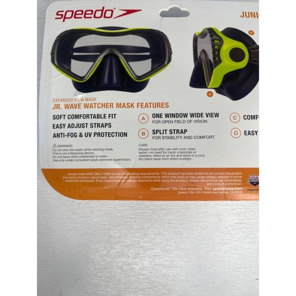 Speedo Junior Wave Watcher Mask Ages 6-14 Adjustable Straps Anti-Fog New - Picture 9 of 10